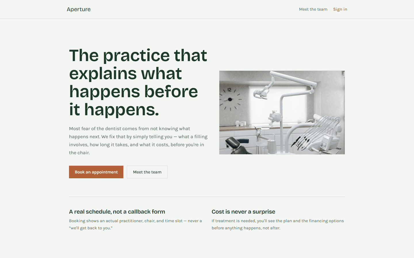 Homepage of Aperture Dental